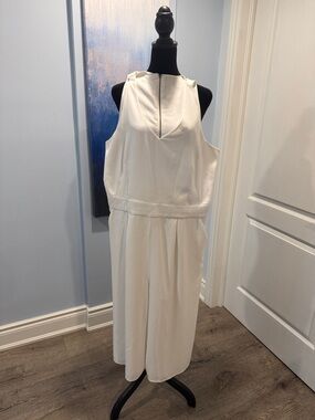 Sleeveless White Wide Leg Ankle length Romper